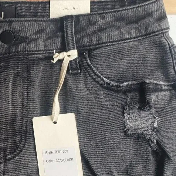Anthropologie LTJ Letter to Juliet Acid Black cut off jean shorts NWT size xl - Picture 5 of 11